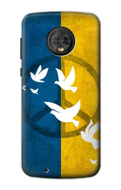 W3857 Colombe de la paix drapeau ukrainien Etui Coque Housse et Flip Housse Cuir pour Motorola Moto G6