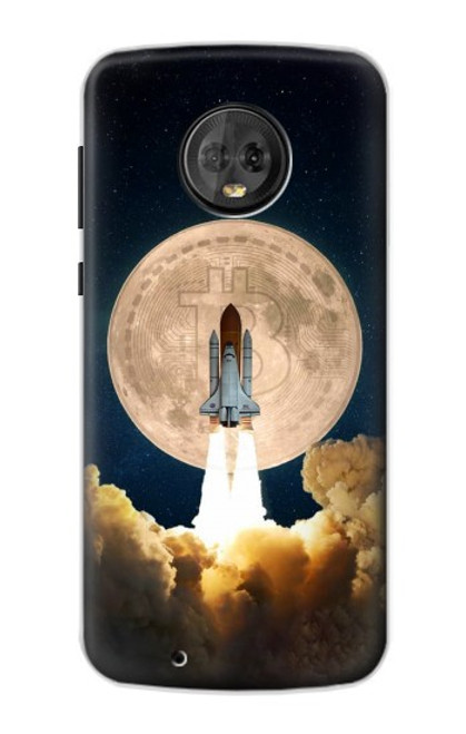 W3859 Bitcoin à la Lune Etui Coque Housse et Flip Housse Cuir pour Motorola Moto G6