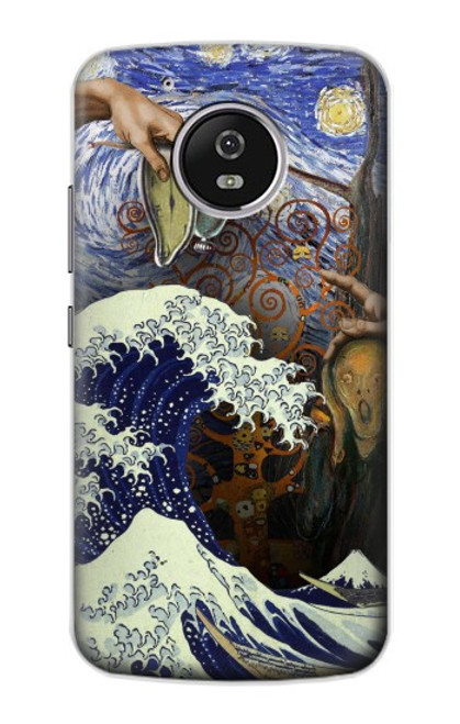 W3851 Monde de l'art Van Gogh Hokusai Da Vinci Etui Coque Housse et Flip Housse Cuir pour Motorola Moto G5