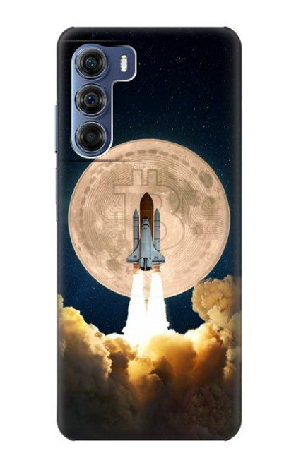 W3859 Bitcoin à la Lune Etui Coque Housse et Flip Housse Cuir pour Motorola Edge S30