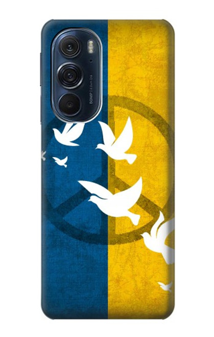 W3857 Colombe de la paix drapeau ukrainien Etui Coque Housse et Flip Housse Cuir pour Motorola Edge X30