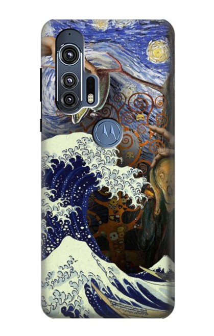 W3851 Monde de l'art Van Gogh Hokusai Da Vinci Etui Coque Housse et Flip Housse Cuir pour Motorola Edge+