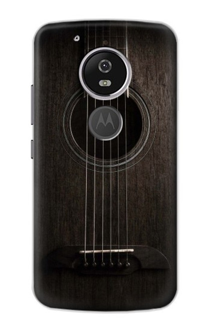 W3834 Guitare noire Old Woods Etui Coque Housse et Flip Housse Cuir pour Motorola Moto G6 Play, Moto G6 Forge, Moto E5