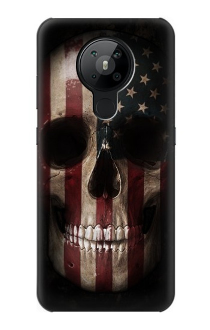 W3850 Crâne de drapeau américain Etui Coque Housse et Flip Housse Cuir pour Nokia 5.3