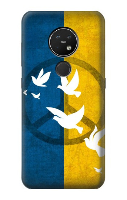 W3857 Colombe de la paix drapeau ukrainien Etui Coque Housse et Flip Housse Cuir pour Nokia 7.2