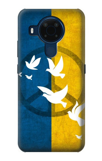 W3857 Colombe de la paix drapeau ukrainien Etui Coque Housse et Flip Housse Cuir pour Nokia 5.4