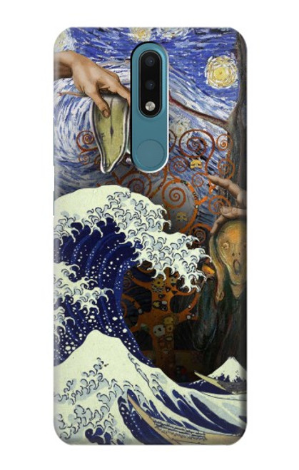 W3851 Monde de l'art Van Gogh Hokusai Da Vinci Etui Coque Housse et Flip Housse Cuir pour Nokia 2.4