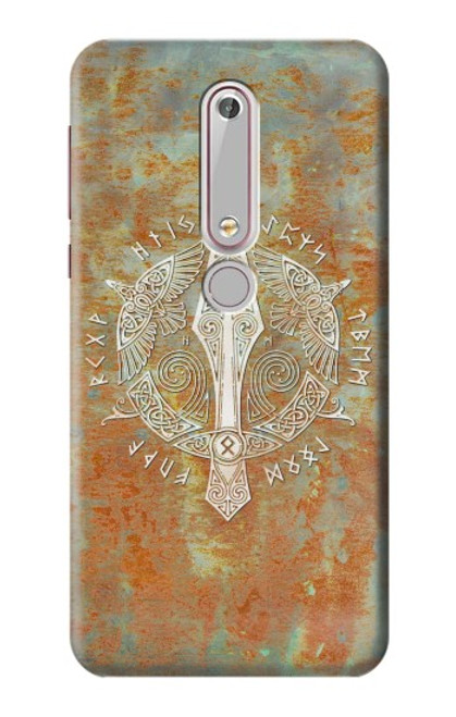 W3827 Lance Gungnir d'Odin Norse Viking Symbol Etui Coque Housse et Flip Housse Cuir pour Nokia 6.1, Nokia 6 2018