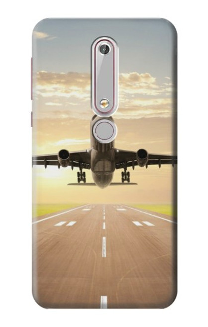 W3837 Avion Décollage Sunrise Etui Coque Housse et Flip Housse Cuir pour Nokia 6.1, Nokia 6 2018