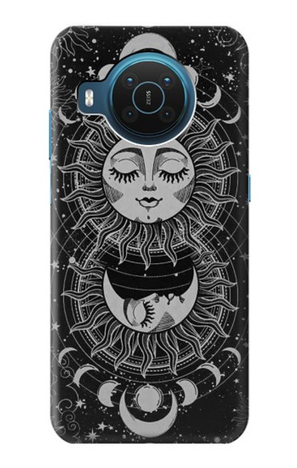 W3854 Visage de soleil mystique Croissant de lune Etui Coque Housse et Flip Housse Cuir pour Nokia X20
