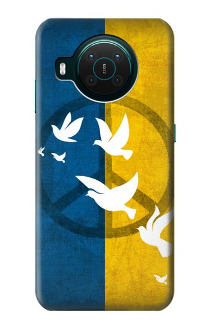 W3857 Colombe de la paix drapeau ukrainien Etui Coque Housse et Flip Housse Cuir pour Nokia X10