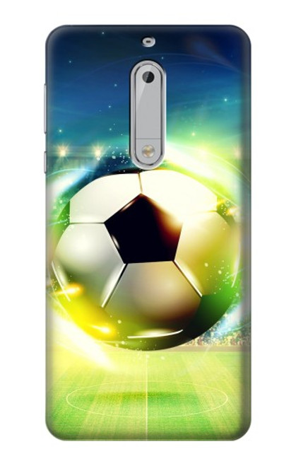 W3844 Ballon de football de football rougeoyant Etui Coque Housse et Flip Housse Cuir pour Nokia 5