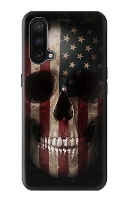 W3850 Crâne de drapeau américain Etui Coque Housse et Flip Housse Cuir pour OnePlus Nord CE 5G