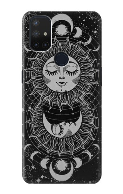 W3854 Visage de soleil mystique Croissant de lune Etui Coque Housse et Flip Housse Cuir pour OnePlus Nord N10 5G