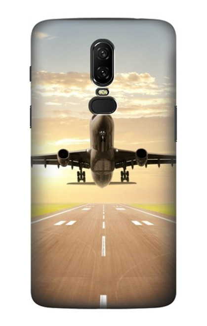 W3837 Avion Décollage Sunrise Etui Coque Housse et Flip Housse Cuir pour OnePlus 6