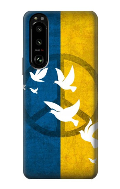 W3857 Colombe de la paix drapeau ukrainien Etui Coque Housse et Flip Housse Cuir pour Sony Xperia 5 III