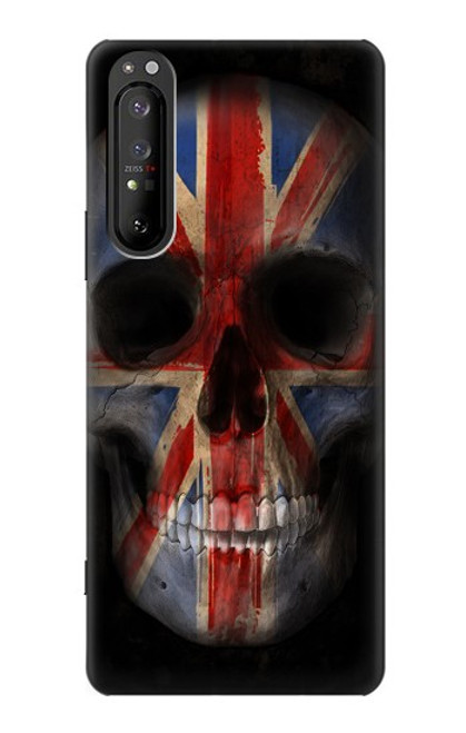 W3848 Crâne de drapeau du Royaume-Uni Etui Coque Housse et Flip Housse Cuir pour Sony Xperia 1 II