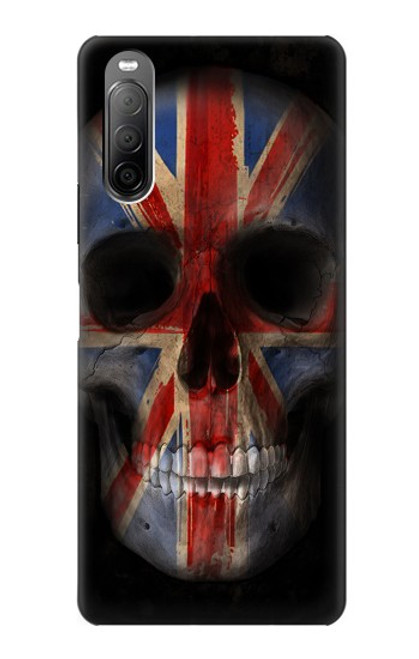 W3848 Crâne de drapeau du Royaume-Uni Etui Coque Housse et Flip Housse Cuir pour Sony Xperia 10 II