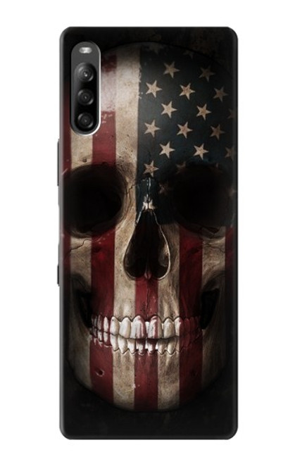 W3850 Crâne de drapeau américain Etui Coque Housse et Flip Housse Cuir pour Sony Xperia L4