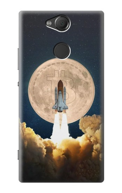 W3859 Bitcoin à la Lune Etui Coque Housse et Flip Housse Cuir pour Sony Xperia XA2