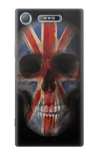 W3848 Crâne de drapeau du Royaume-Uni Etui Coque Housse et Flip Housse Cuir pour Sony Xperia XZ1