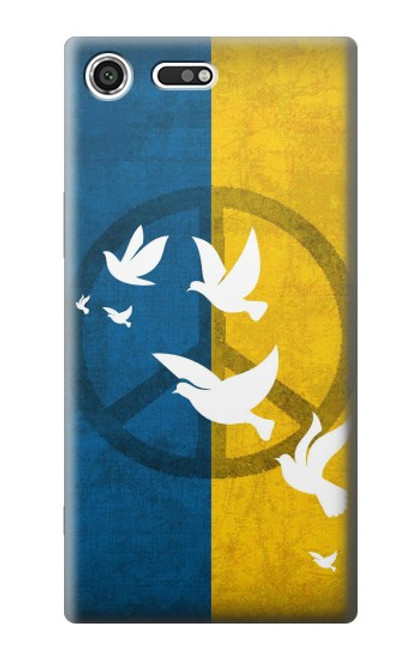 W3857 Colombe de la paix drapeau ukrainien Etui Coque Housse et Flip Housse Cuir pour Sony Xperia XZ Premium