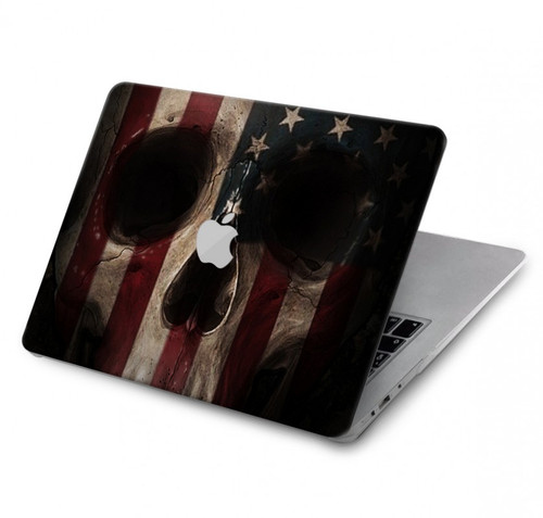 W3850 Crâne de drapeau américain Etui Coque Housse pour MacBook Pro 14 M1,M2,M3 (2021,2023) - A2442, A2779, A2992, A2918