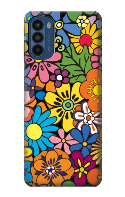 W3281 Motif coloré Hippie Fleurs Etui Coque Housse et Flip Housse Cuir pour Motorola Moto G41