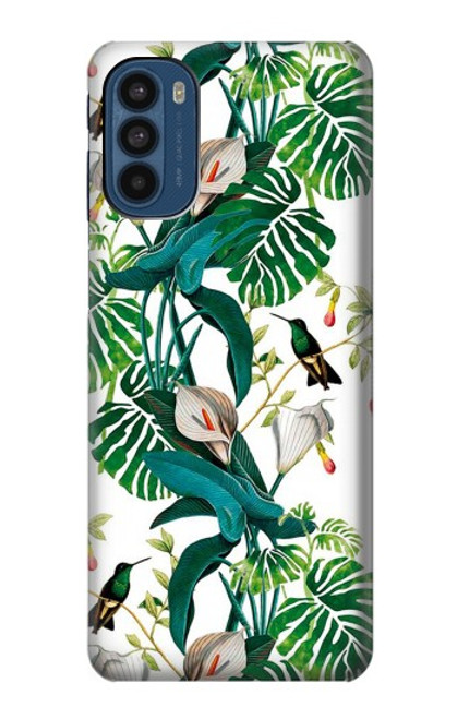 W3697 Oiseaux de la vie des feuilles Etui Coque Housse et Flip Housse Cuir pour Motorola Moto G41