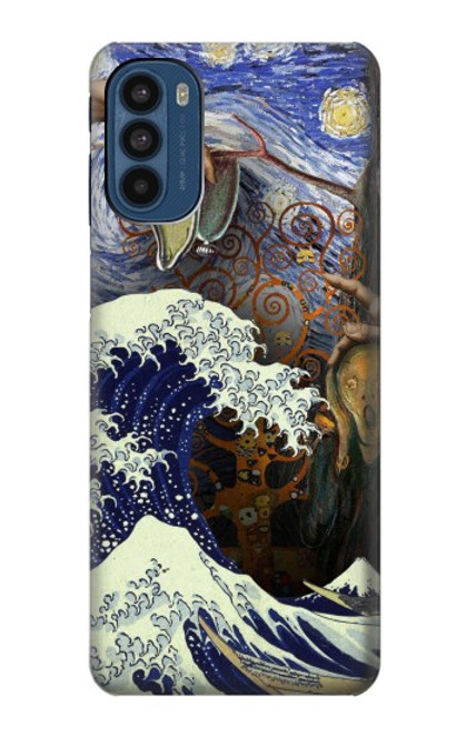 W3851 Monde de l'art Van Gogh Hokusai Da Vinci Etui Coque Housse et Flip Housse Cuir pour Motorola Moto G41