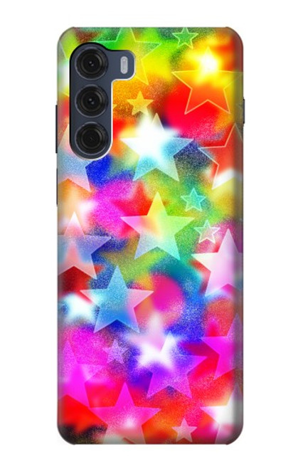 W3292 Coloré Disco étoile Etui Coque Housse et Flip Housse Cuir pour Motorola Moto G200 5G