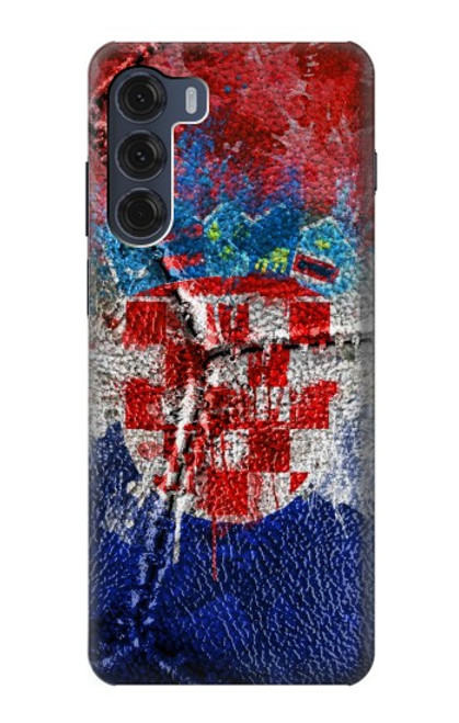 W3313 Croatie Drapeau graphique Football Millésime Etui Coque Housse et Flip Housse Cuir pour Motorola Moto G200 5G