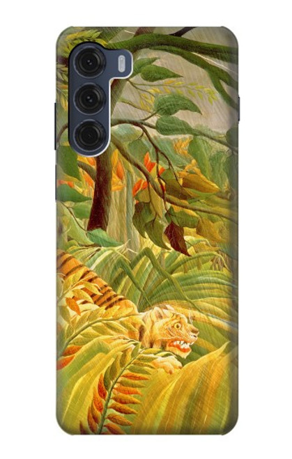 W3344 Henri Rousseau Tigre dans une tempête tropicale Etui Coque Housse et Flip Housse Cuir pour Motorola Moto G200 5G