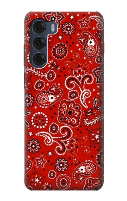 W3354 Rouge classique Bandana Etui Coque Housse et Flip Housse Cuir pour Motorola Moto G200 5G