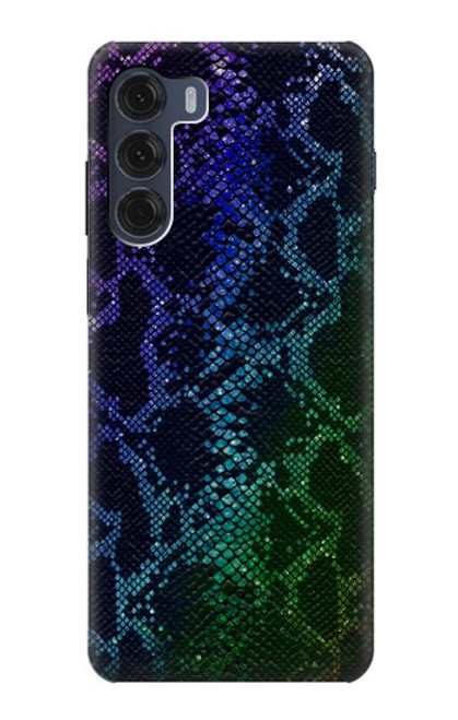 W3366 Arc en ciel Python graphique Imprimer Peau Etui Coque Housse et Flip Housse Cuir pour Motorola Moto G200 5G