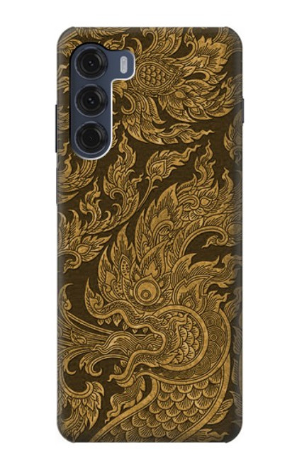 W3382 Art de la peinture thaïlandaise Naga Etui Coque Housse et Flip Housse Cuir pour Motorola Moto G200 5G