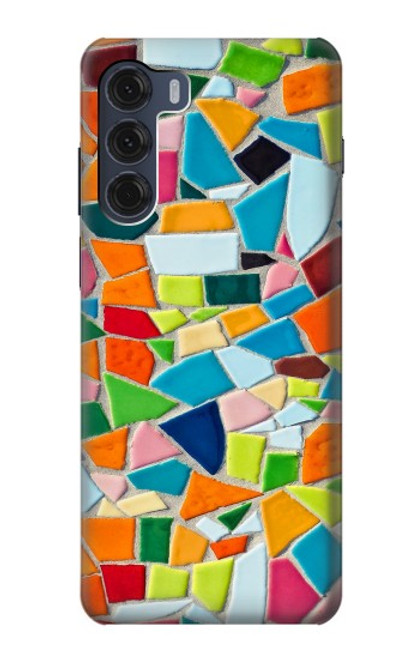 W3391 Art abstrait carreaux de mosaïque graphique Etui Coque Housse et Flip Housse Cuir pour Motorola Moto G200 5G