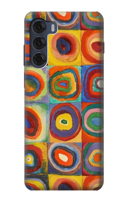 W3409 Carrés cercles concentriques Etui Coque Housse et Flip Housse Cuir pour Motorola Moto G200 5G