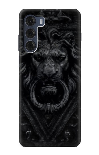 W3619 Lion noir gothique Etui Coque Housse et Flip Housse Cuir pour Motorola Moto G200 5G