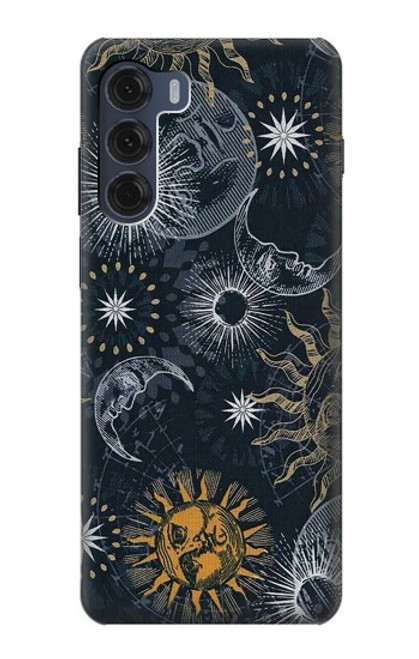 W3702 Lune et soleil Etui Coque Housse et Flip Housse Cuir pour Motorola Moto G200 5G