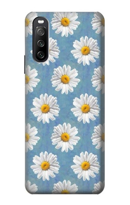 W3454 Marguerite Florale Etui Coque Housse et Flip Housse Cuir pour Sony Xperia 10 III Lite