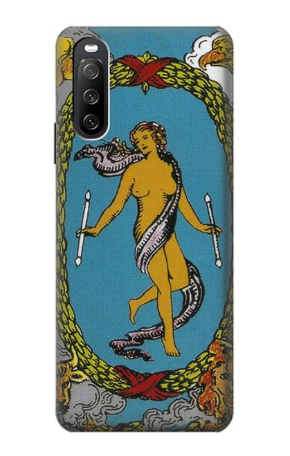 W3746 Carte de tarot le monde Etui Coque Housse et Flip Housse Cuir pour Sony Xperia 10 III Lite