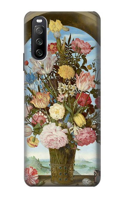W3749 Vase de fleurs Etui Coque Housse et Flip Housse Cuir pour Sony Xperia 10 III Lite