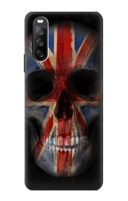 W3848 Crâne de drapeau du Royaume-Uni Etui Coque Housse et Flip Housse Cuir pour Sony Xperia 10 III Lite