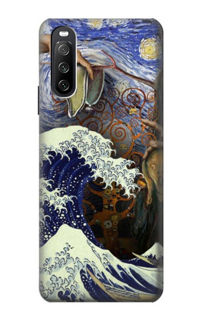 W3851 Monde de l'art Van Gogh Hokusai Da Vinci Etui Coque Housse et Flip Housse Cuir pour Sony Xperia 10 III Lite