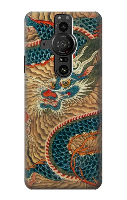 W3541 Peinture Dragon Nuage Etui Coque Housse et Flip Housse Cuir pour Sony Xperia Pro-I