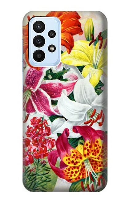 W3205 Fleurs Art Retro Etui Coque Housse et Flip Housse Cuir pour Samsung Galaxy A23