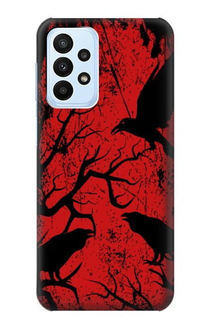 W3325 Corbeau Noir Sang Arbre Etui Coque Housse et Flip Housse Cuir pour Samsung Galaxy A23