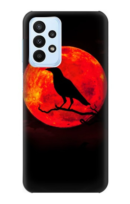 W3328 Corbeau Rouge Lune Etui Coque Housse et Flip Housse Cuir pour Samsung Galaxy A23