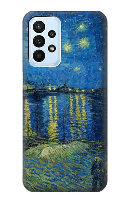 W3336 Van Gogh Nuit étoilée sur le Rhône Etui Coque Housse et Flip Housse Cuir pour Samsung Galaxy A23